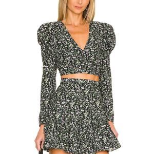 Minkpink 'Rivera' Black V Neck Ruched Top Size S